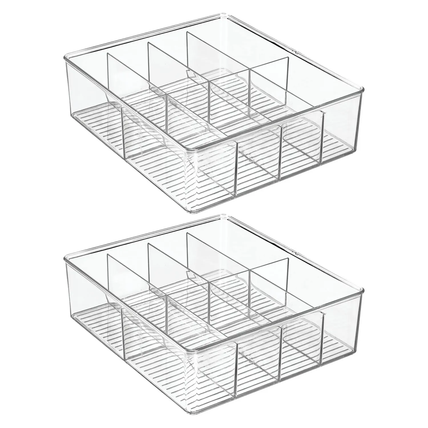 M Design Aufbewahrungsbox Kunststoff 2er transparent 8 Fächer