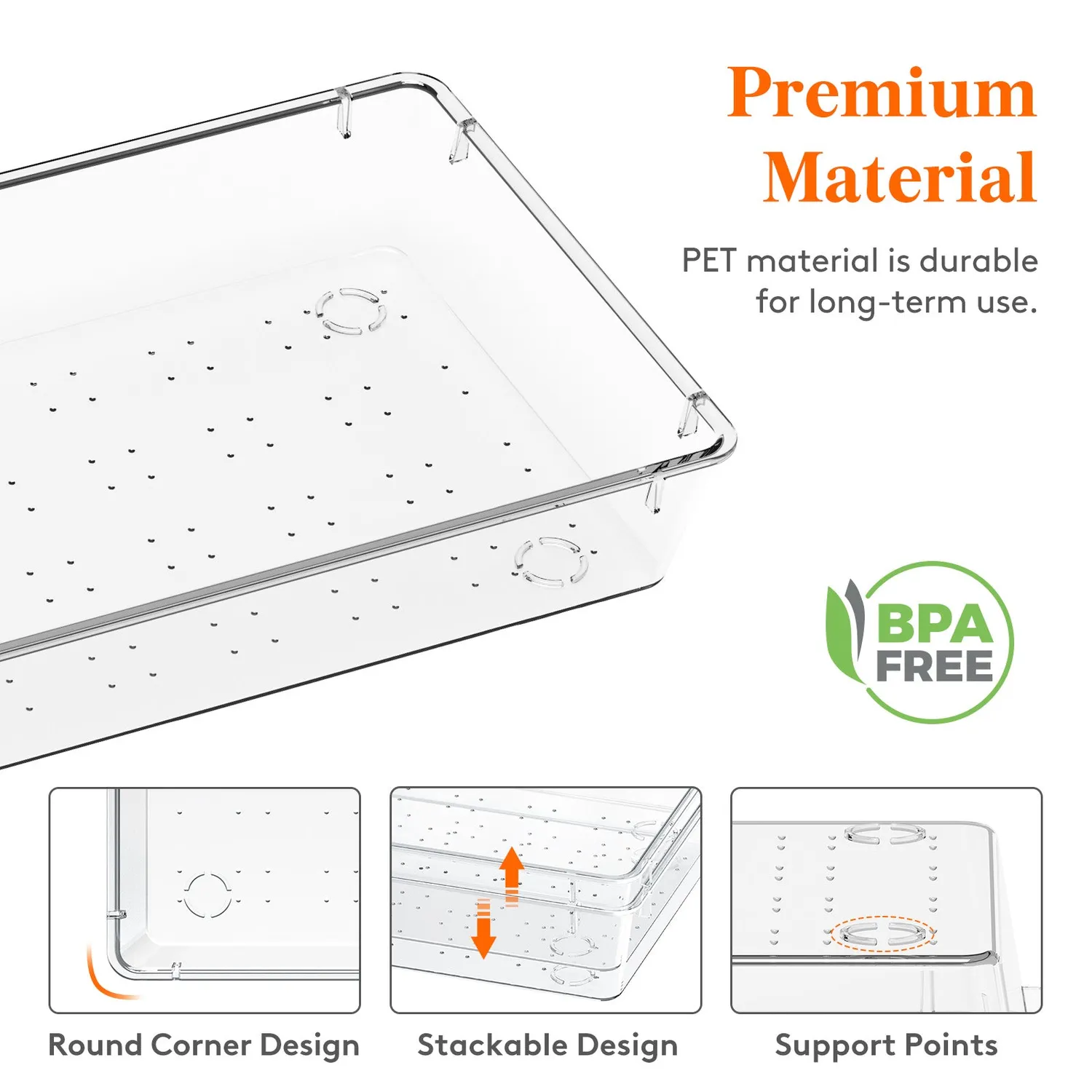 Lifewit Organizer Besteckeinsatz 4er transparent 15x30cm