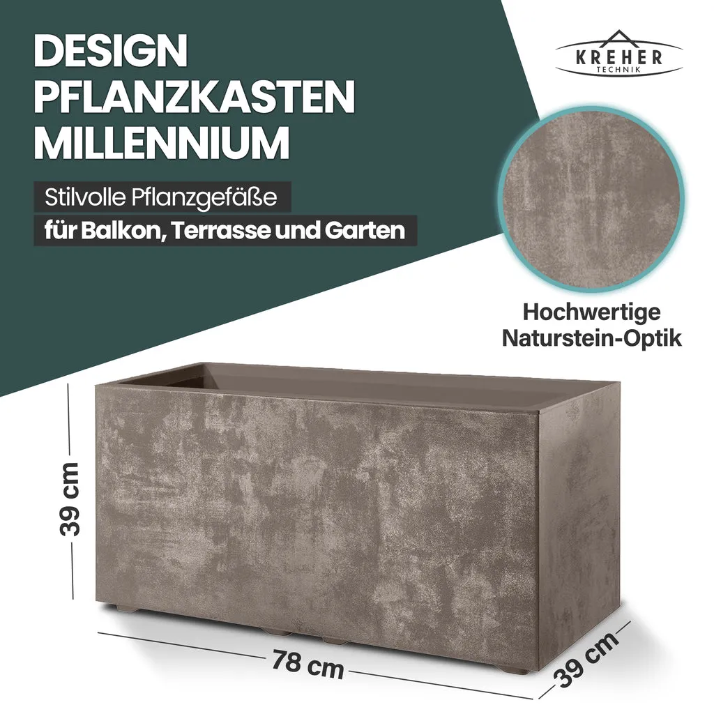 Kreher Millennium Pflanzkübel 73L Sandbraun rechteckig