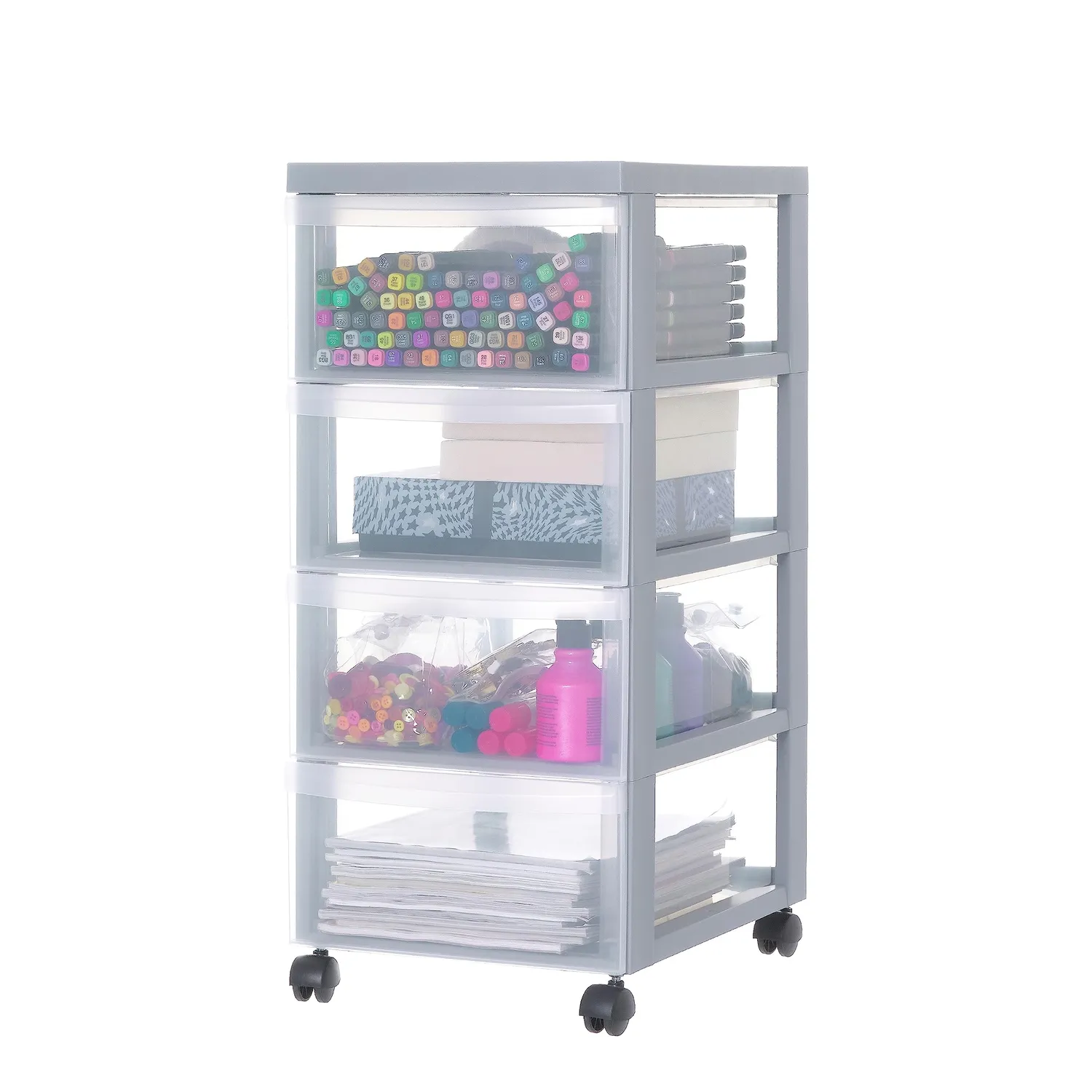 Iris Ohyama DC-010 Rollcontainer Schwarz 10 Schubladen A4