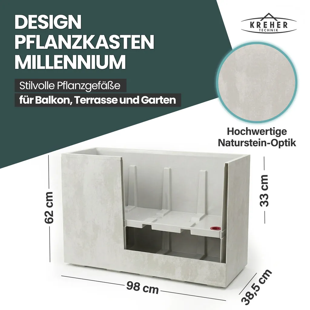 Kreher Millennium Fence Pflanzkasten Creme Weiß 3 Stück 93 L