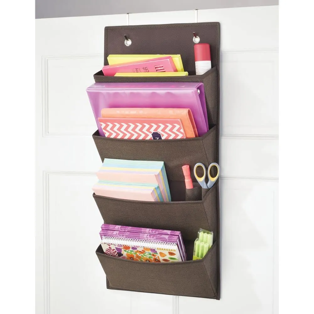 mDesign Hängeorganizer Tür 4 Taschen braun 2er-Set