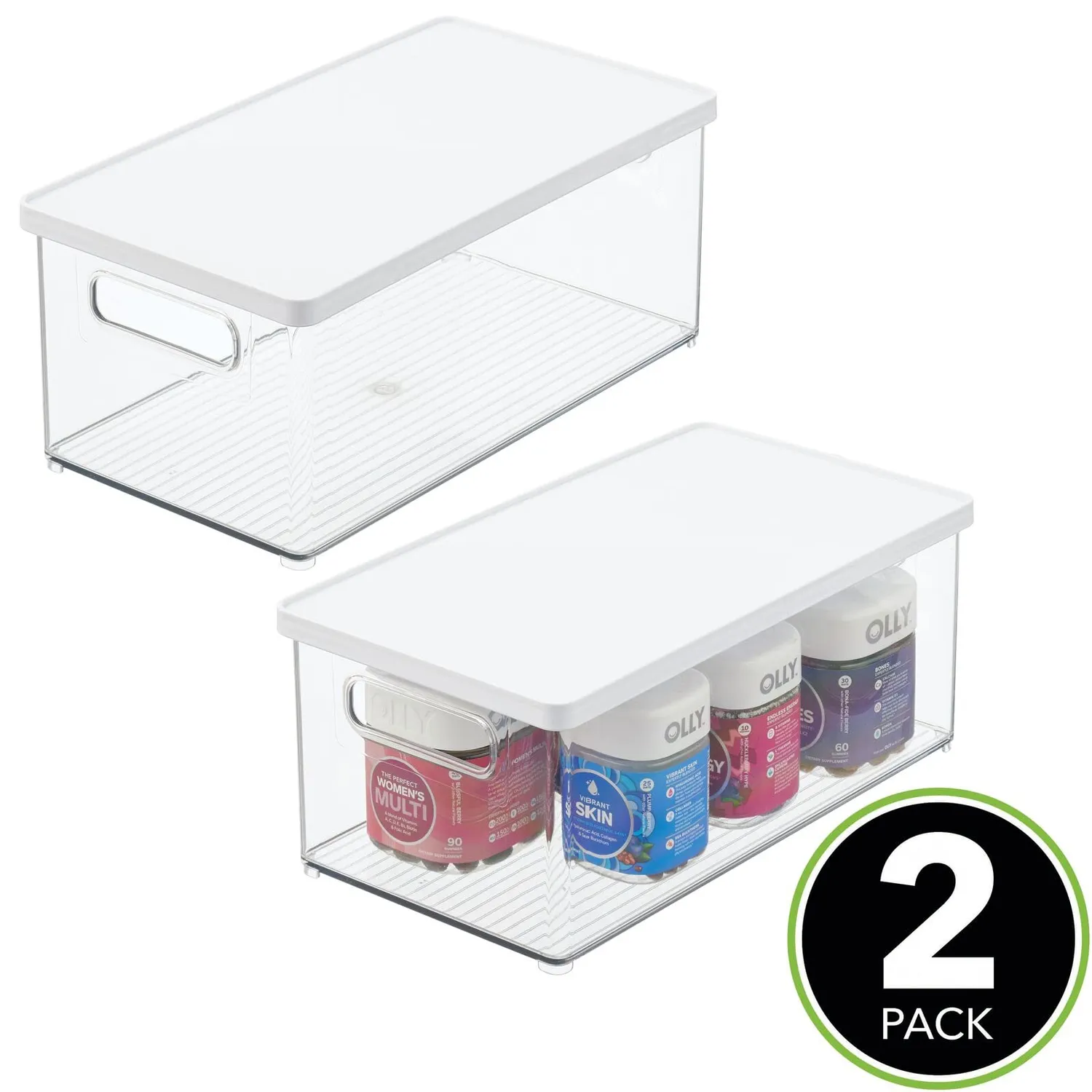 mDesign Kosmetik Organizer Box 2er-Set mit Deckel weiß