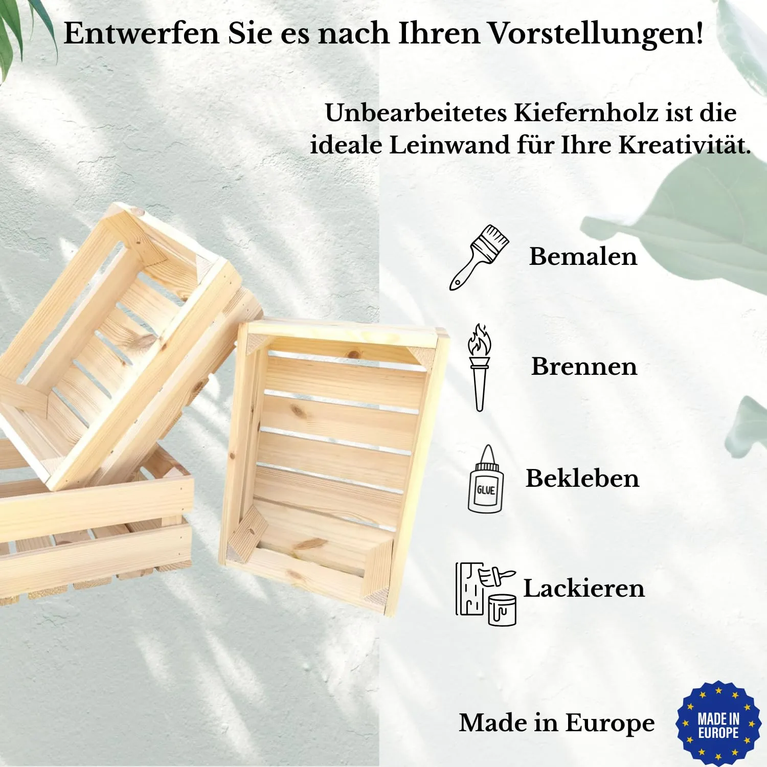 GoodFreshDecor Holzkisten 3er Set 30x20x12 cm natur
