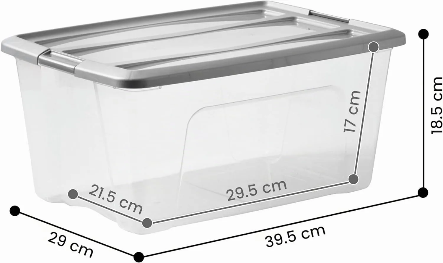 Iris Ohyama NTB-15 Aufbewahrungsbox 15L 6er silber mit Clips