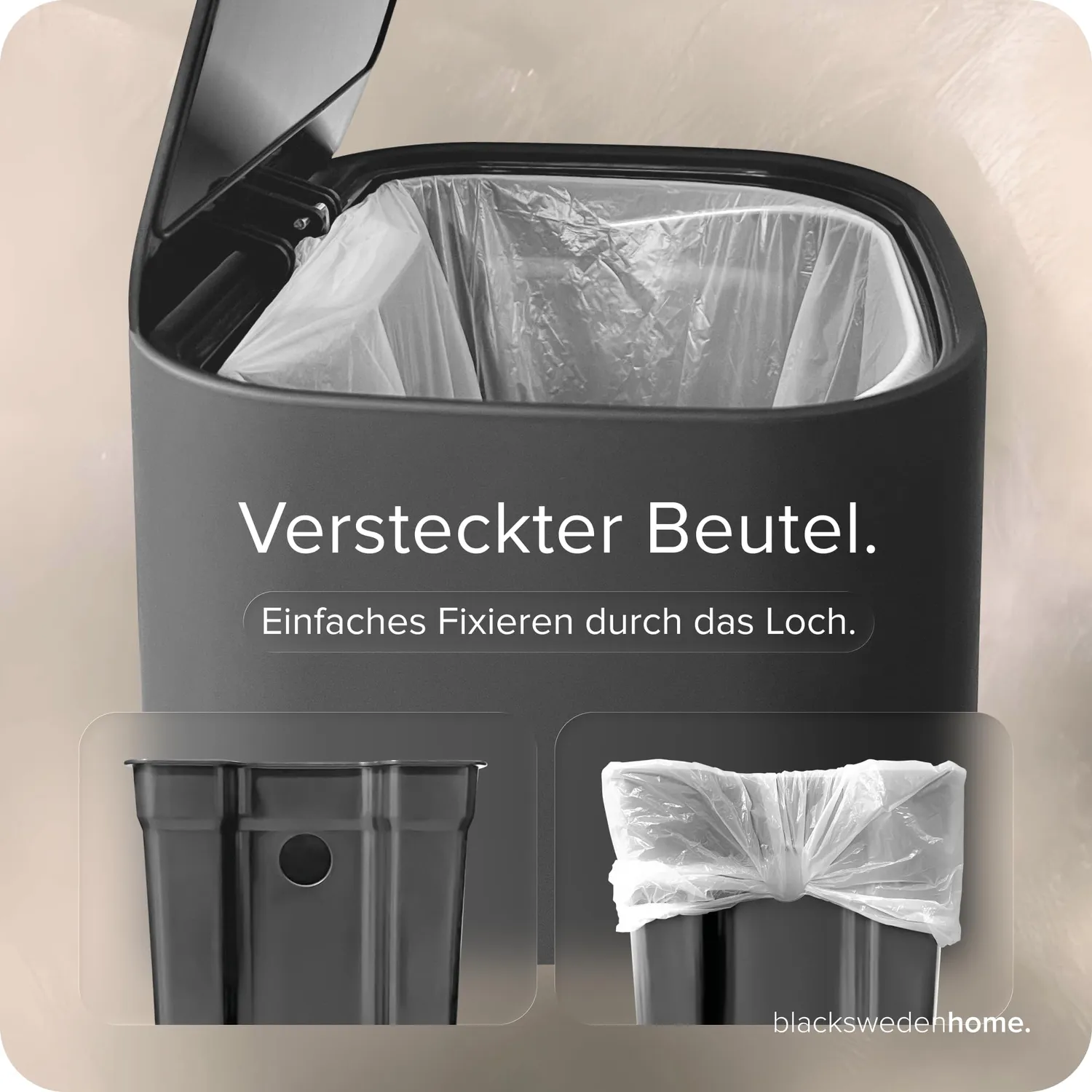 Black Mülleimer Bad 5L dunkelgrau Softclose