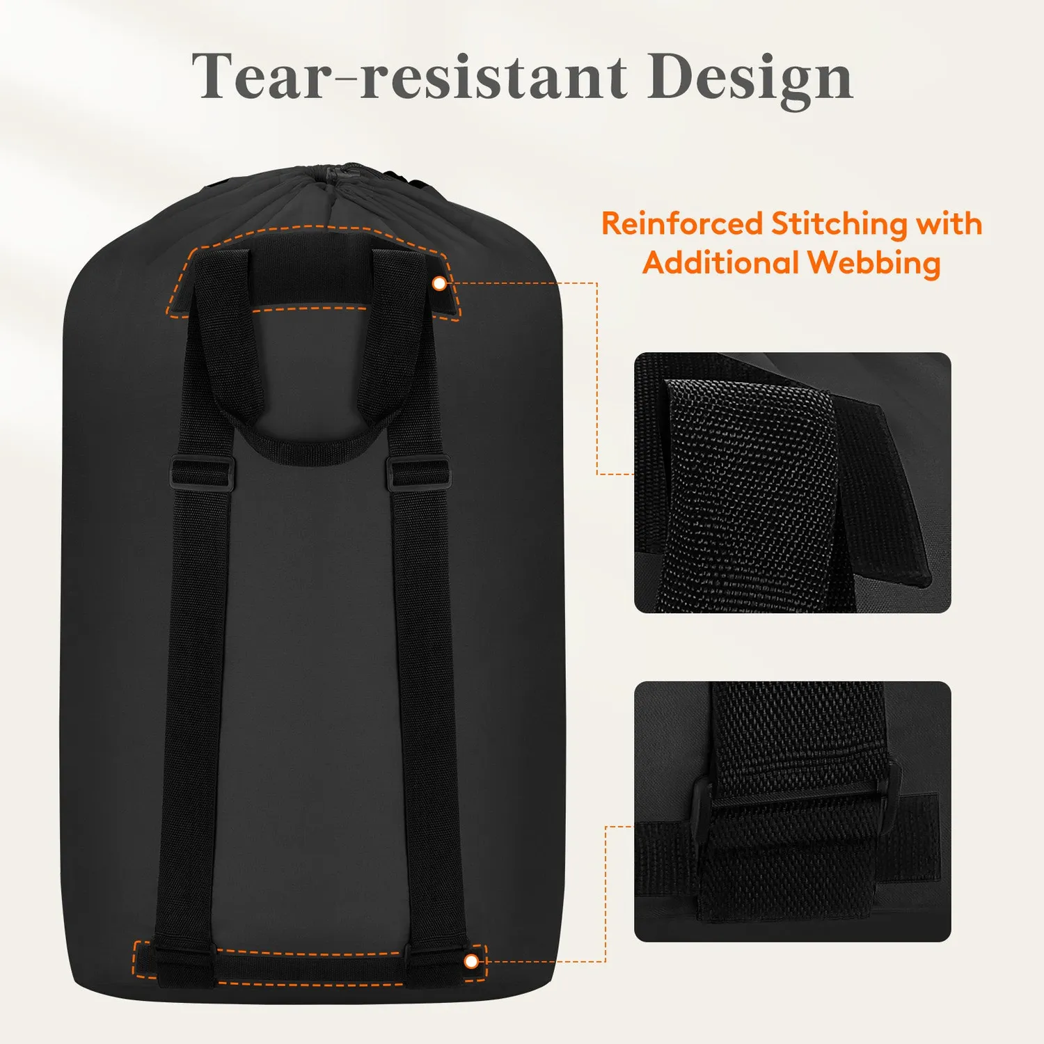 Lifewit Wäschesack 90L Schwarz Rucksack waschbar