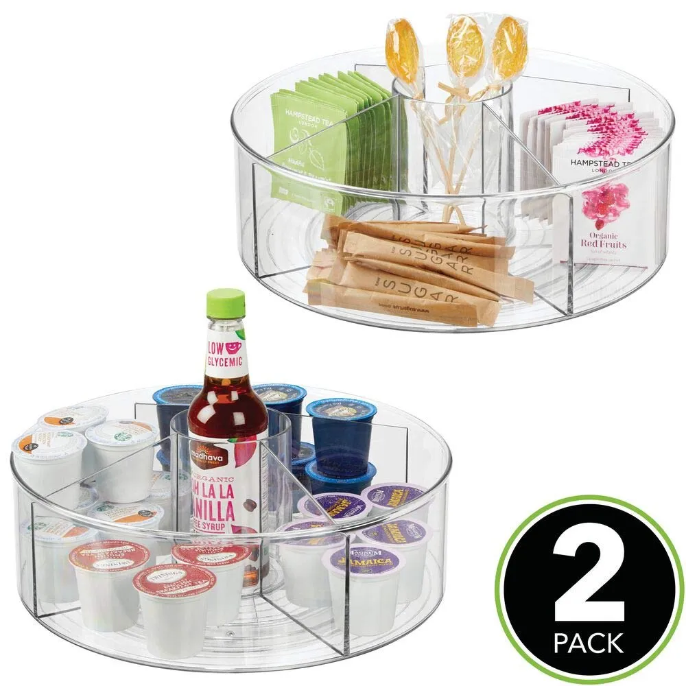 mDesign Drehteller Lazy Susan Kunststoff klar 2er-Set