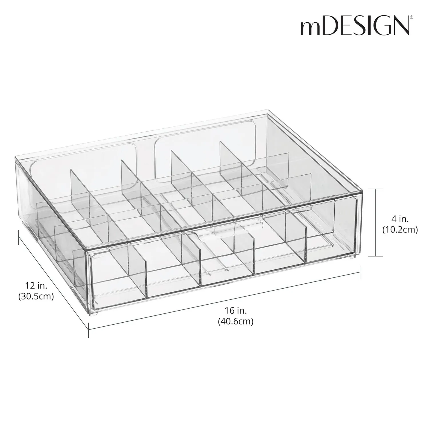 mDesign 23049MDKEU Teekiste Aufbewahrungsbox durchsichtig 2er-Set 20 Fächer