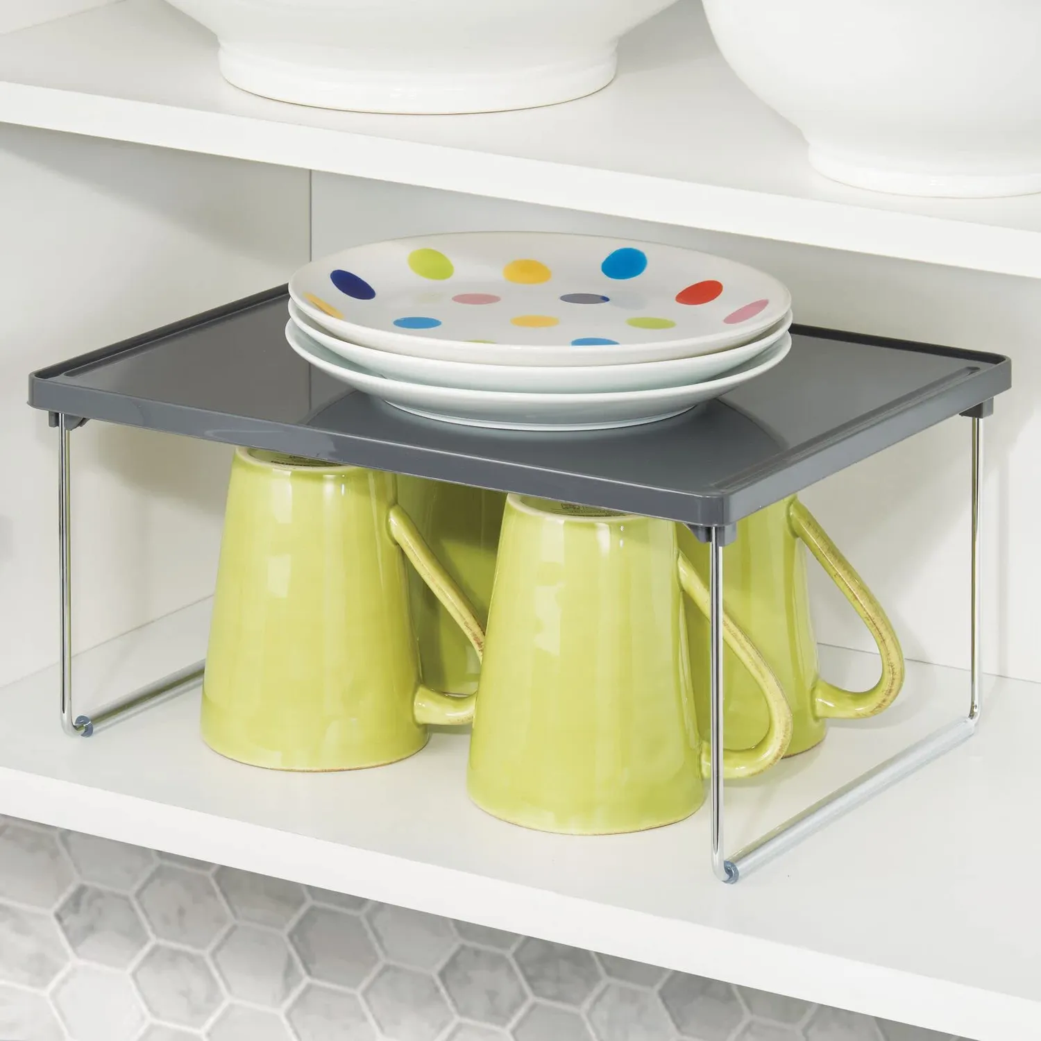mDesign 02513MDKEU Tellerregal stapelbar dunkelgrau 1 Stück