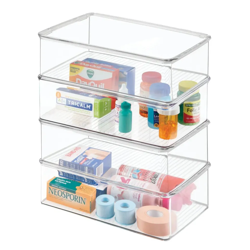 mDesign Aufbewahrungsbox Deckel Kunststoffbox 4er-Set