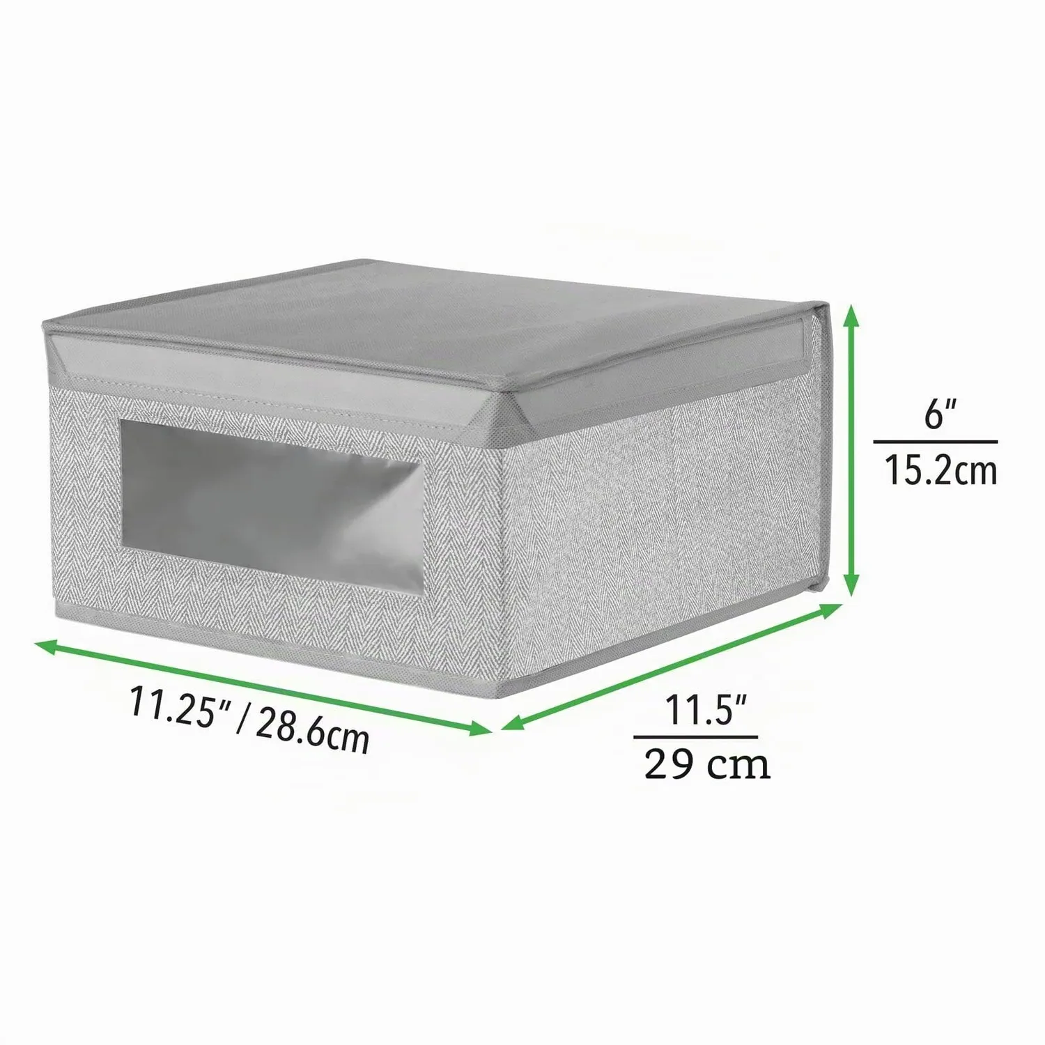 mDesign 6er-Set Stoffbox grau Fischgrät mit Deckel