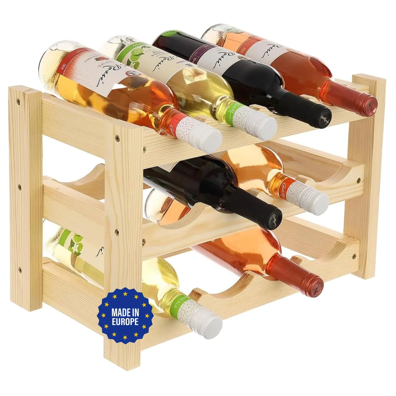 GoodFreshDecor Weinregal Holz für 12 Flaschen 43x24x29 cm Kiefer