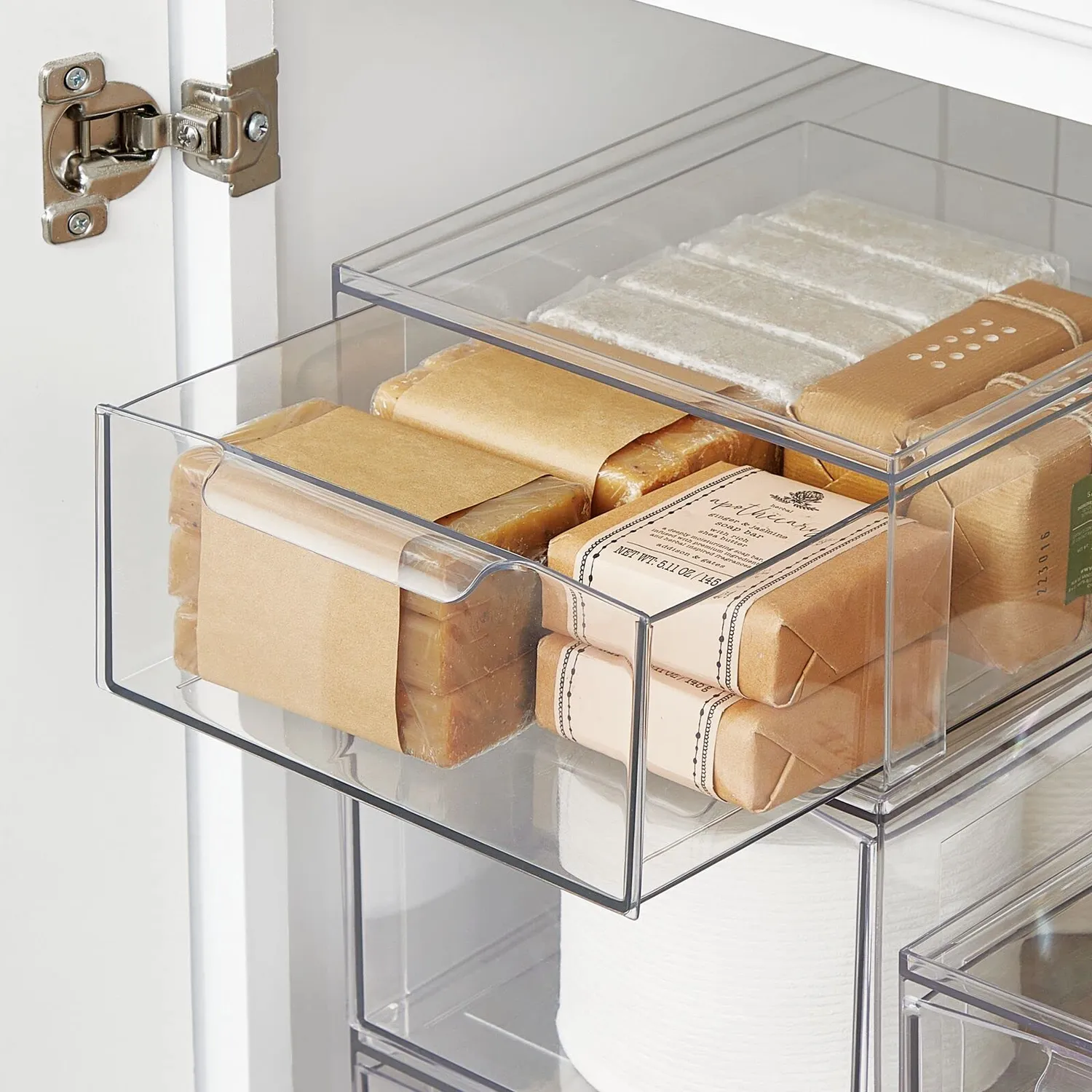 mDesign Schubladenbox Kosmetikorganizer 4er-Set transparent