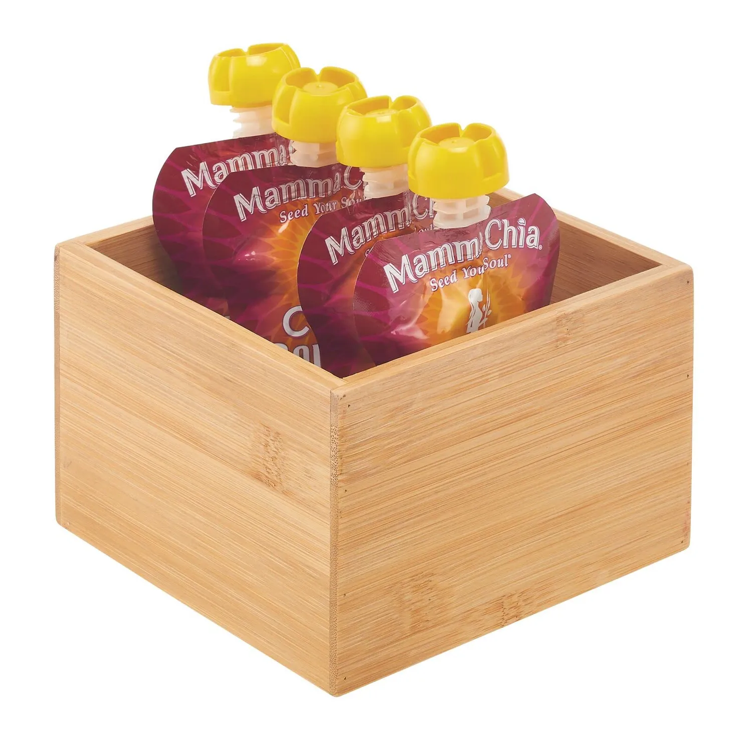mDesign Bambus Schubladen-Organizer 15,2cm Natur stapelbar