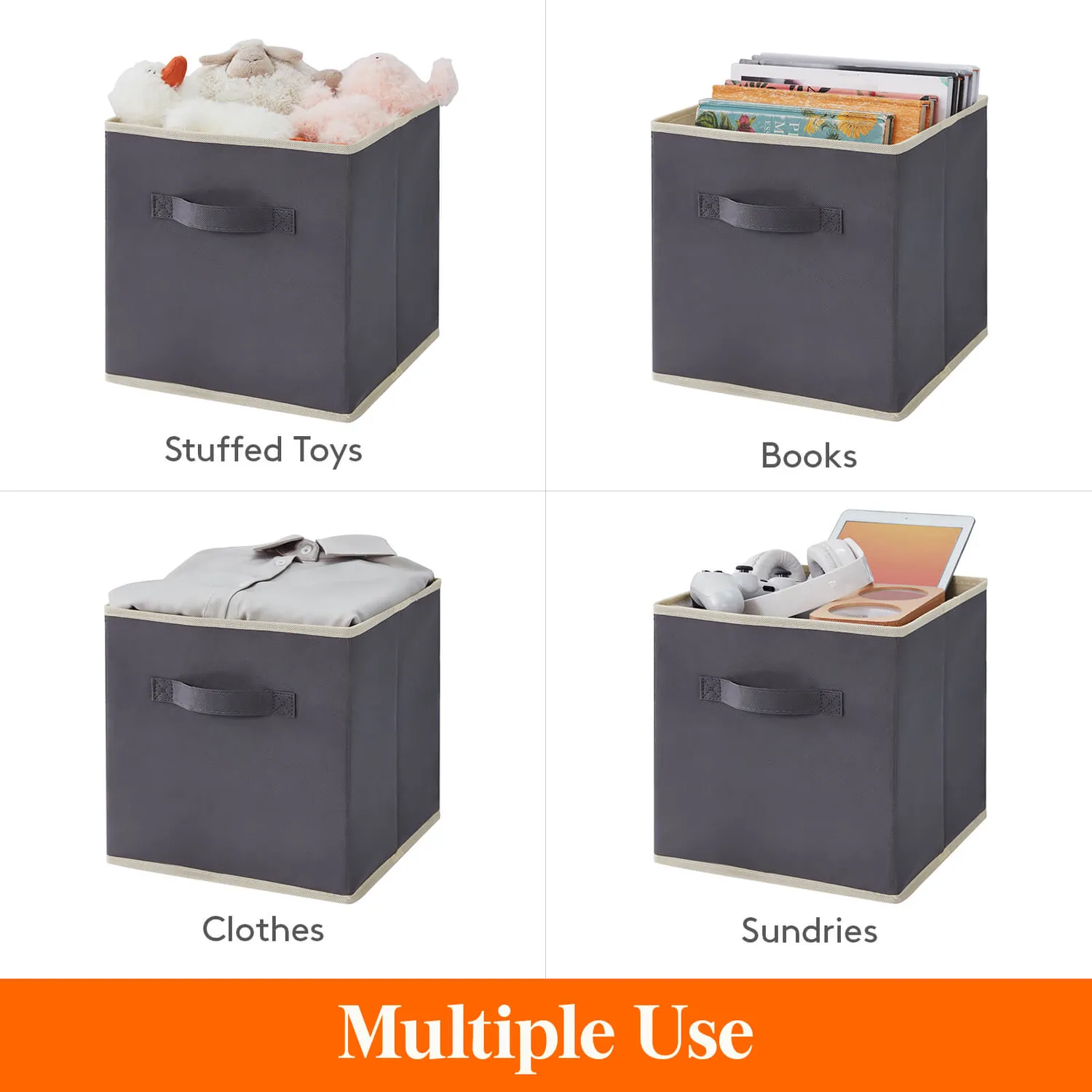 Lifewit Stoffbox 8er Set Grau 33cm für Kallax