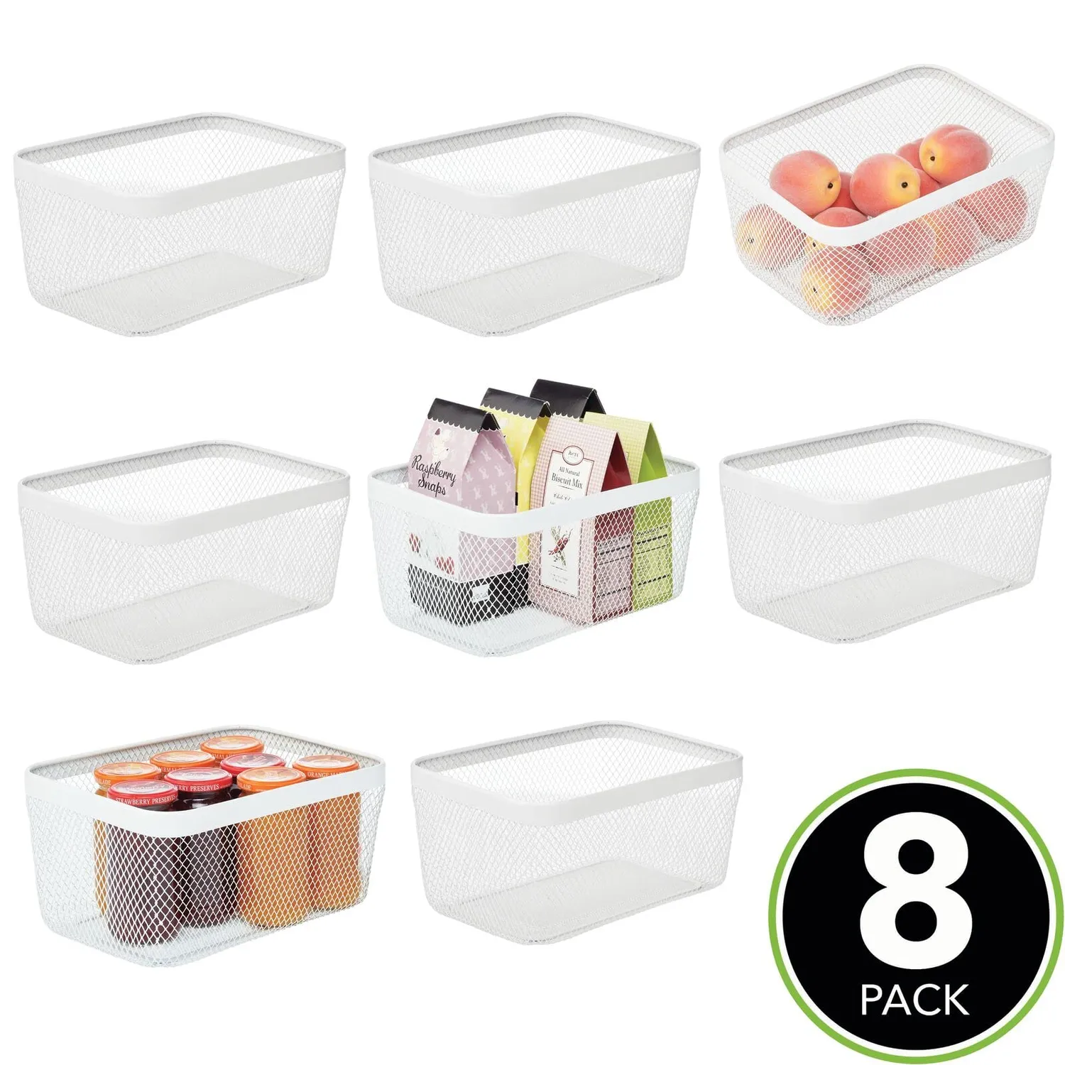 M Design Meshi Aufbewahrungskorb Weiß 8 Stück Stahldraht