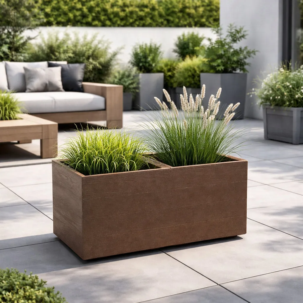 Kreher Eco Pflanzkasten XXL 80x40x40 2er Holz-Optik Bewässerung