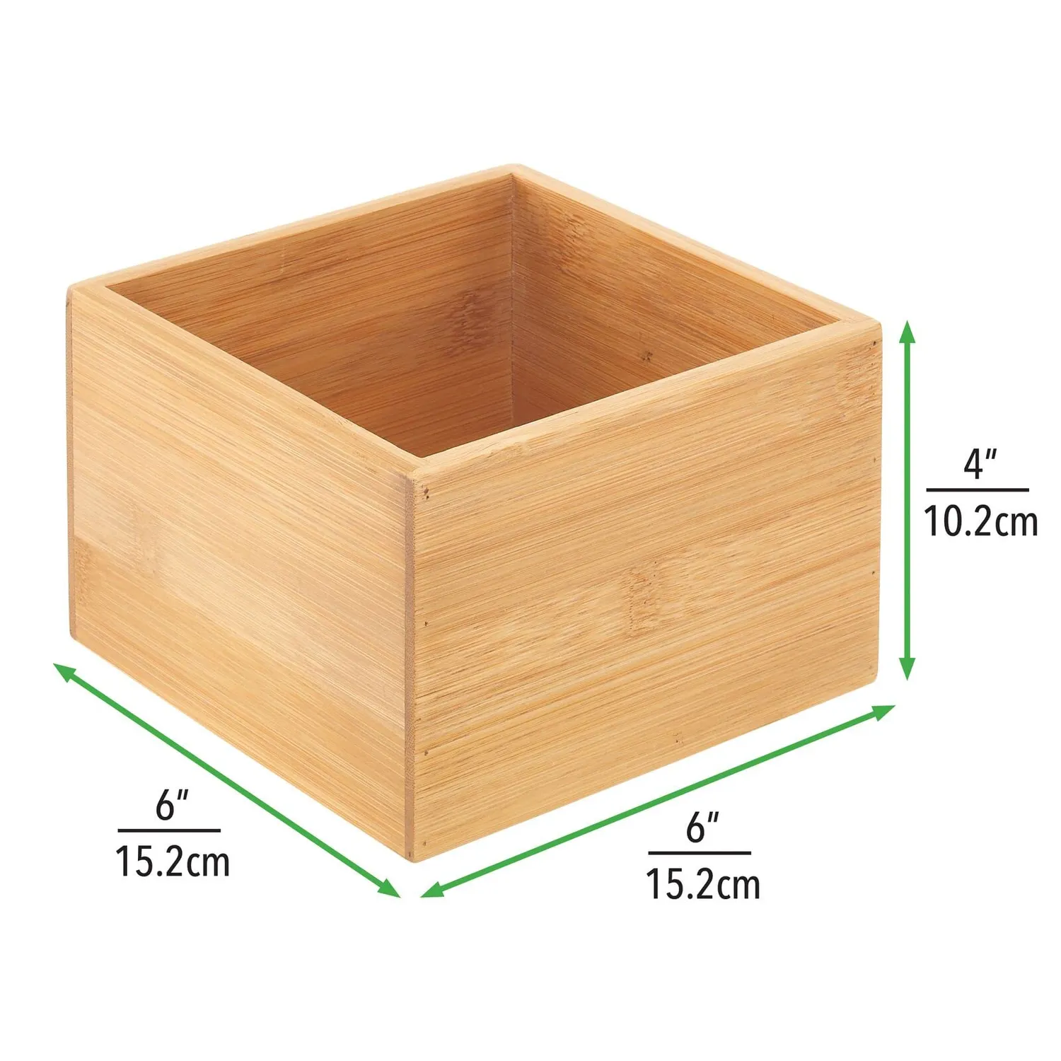 mDesign Bambus Schubladen-Organizer 15,2cm Natur stapelbar
