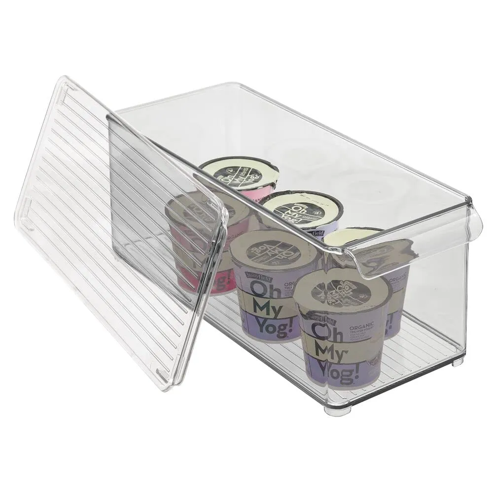mDesign Kühlschrankbox Aufbewahrungsbox Deckel 2er-Set rauchgrau