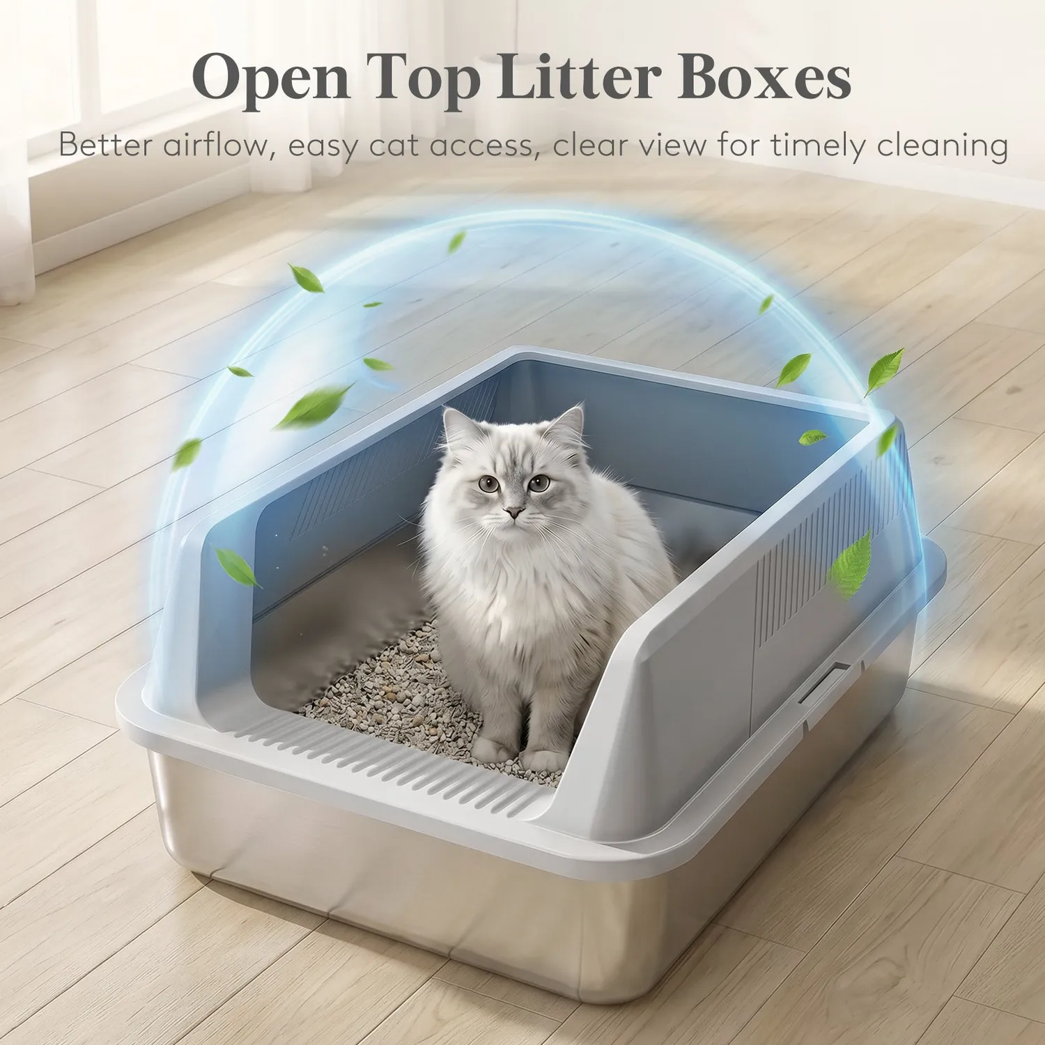 Lifewit Katzentoilette Edelstahl Katzenklo Grau klein