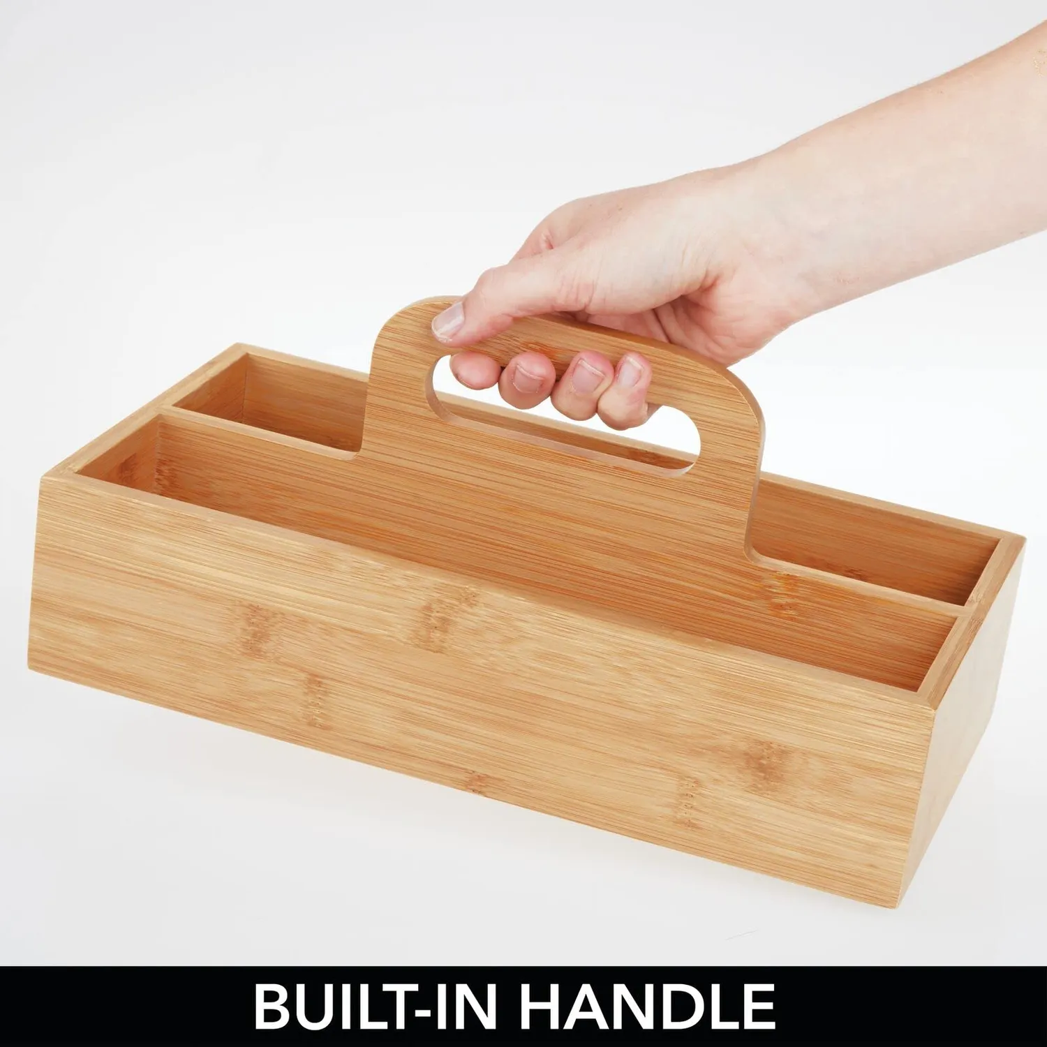 mDesign Küchen Organizer Aufbewahrungsbox Bambus natur