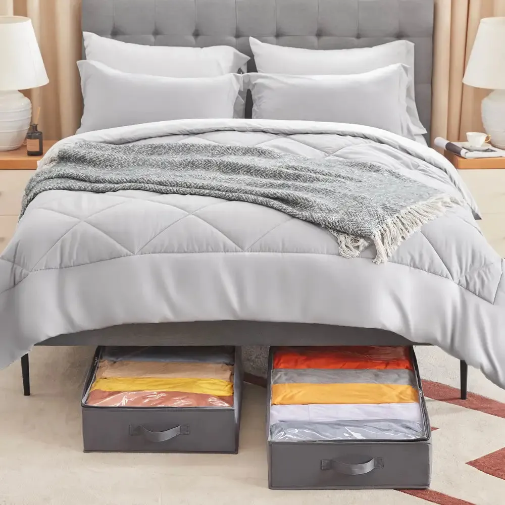 Lifewit Unterbett Aufbewahrungstasche 2er grau 65L mit Sichtfenster