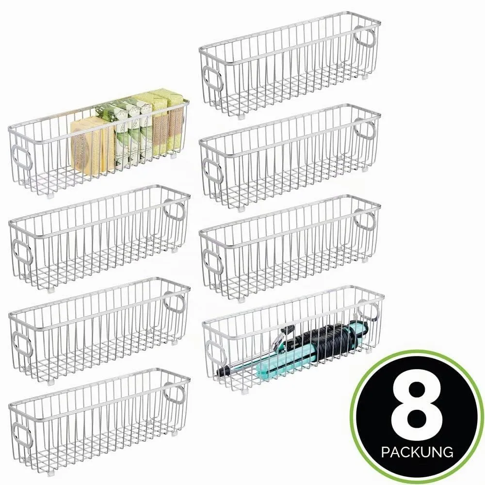 M Design Aufbewahrungskorb Metall 8er-Set silber rostfrei