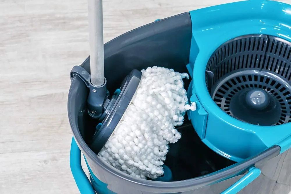 Iris Ohyama KMT-420 Spin Mop grau mit Schleudereimer Set