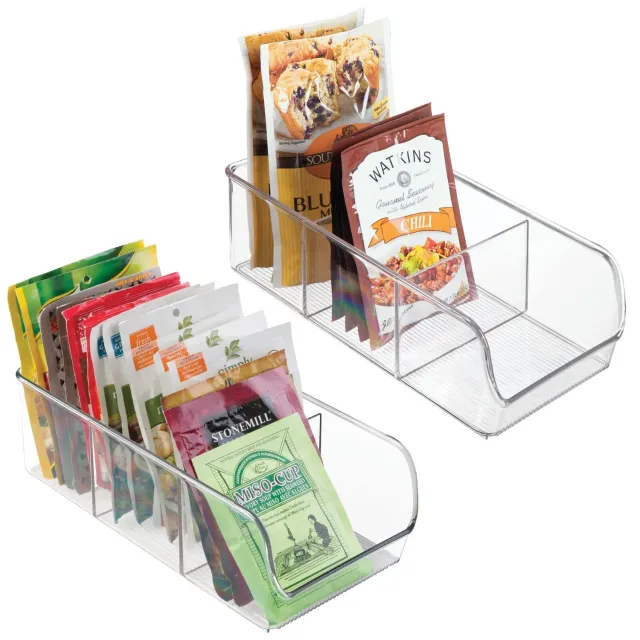 M Design Küchen Organizer Aufbewahrungsbox 2er-Set transparent 3 Fächer