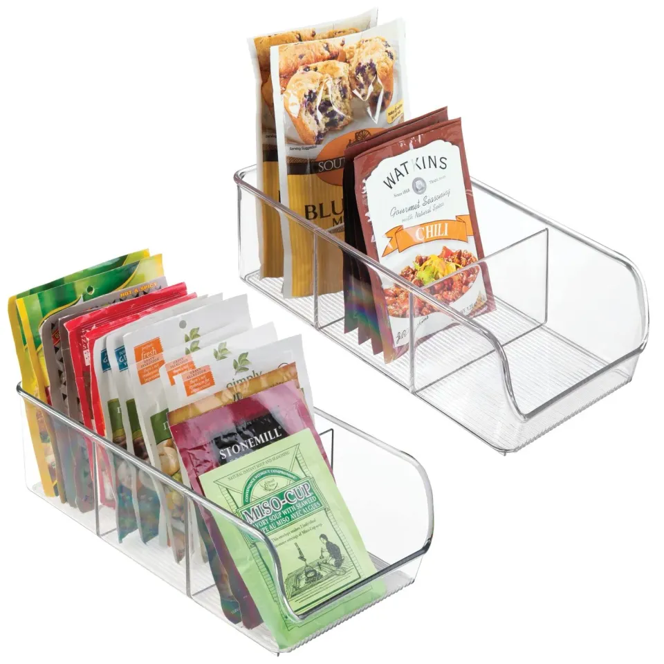 M Design Küchen Organizer Aufbewahrungsbox 2er-Set transparent 3 Fächer