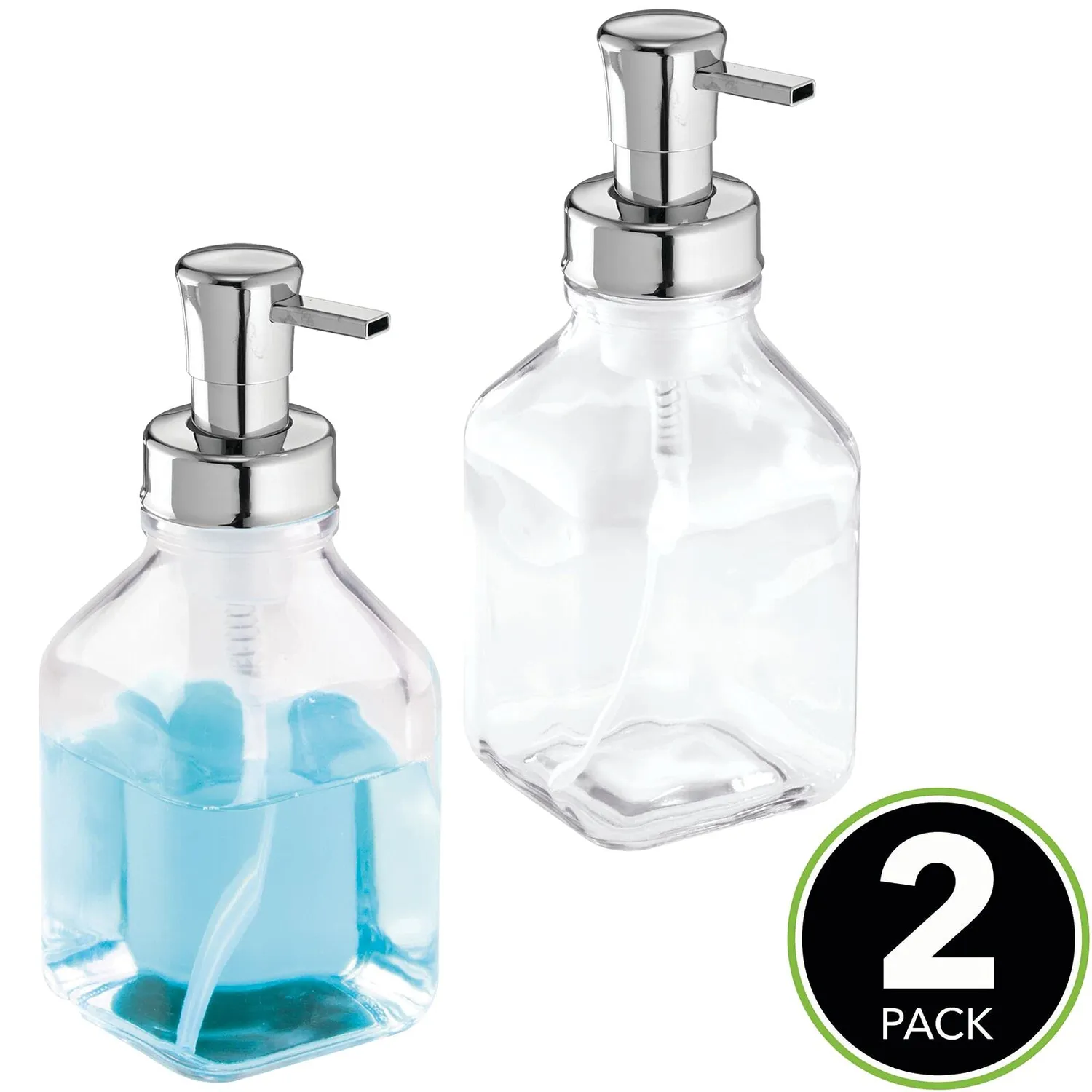 mDesign Schaumseifenspender 2er-Set Glas silber transparent