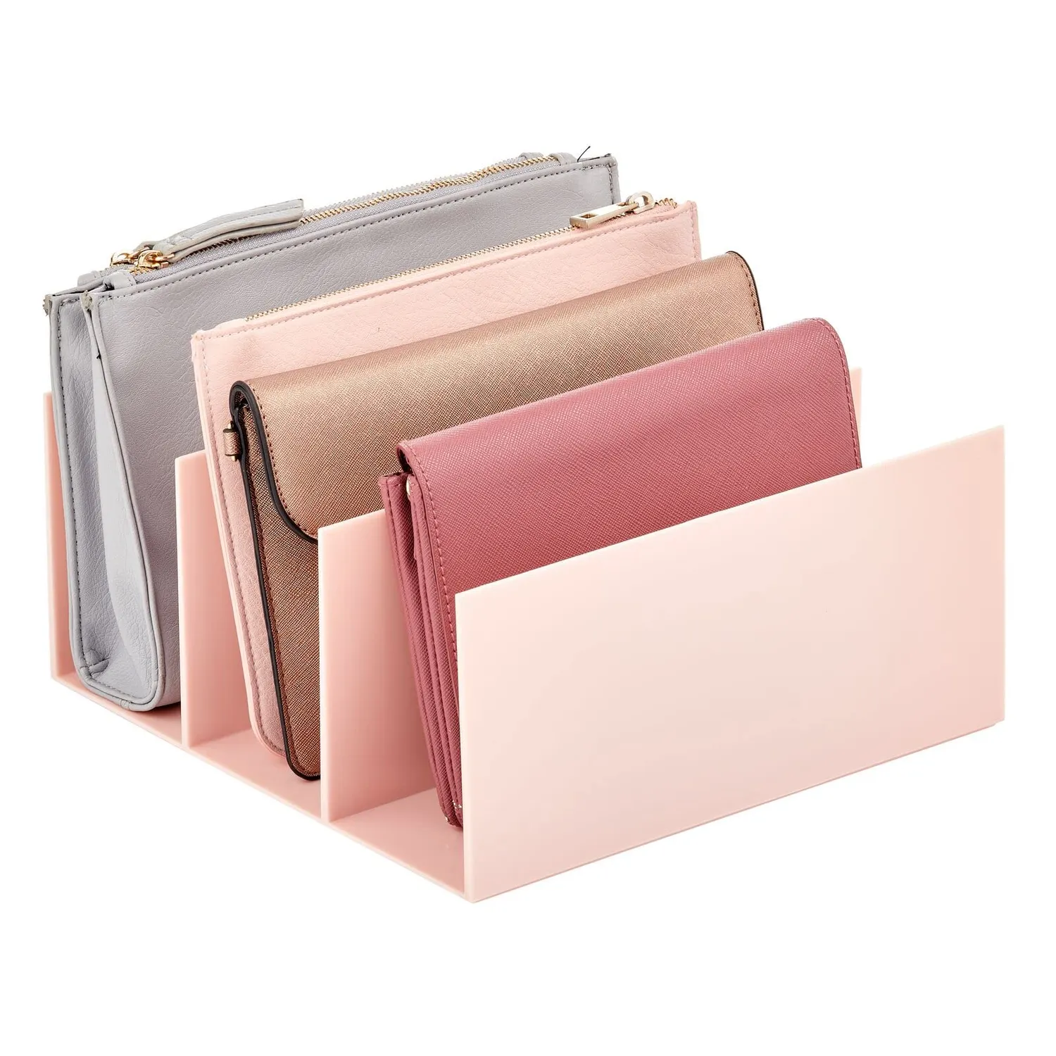 mDesign Clutch Organizer Handtaschenbox 5 Fächer rosa