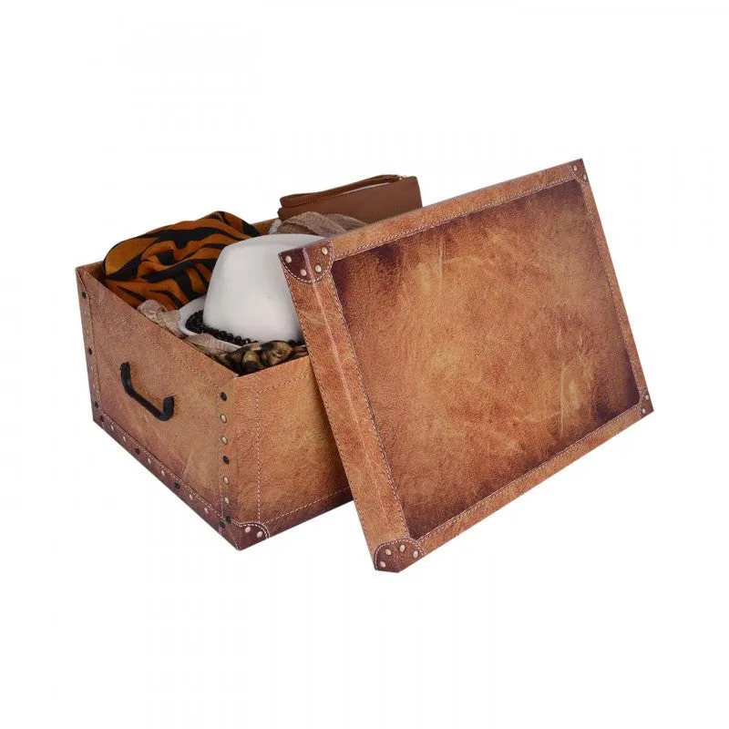 Kreher Dekokarton XXL Aufbewahrungsbox Leder Hellbraun 40 Liter