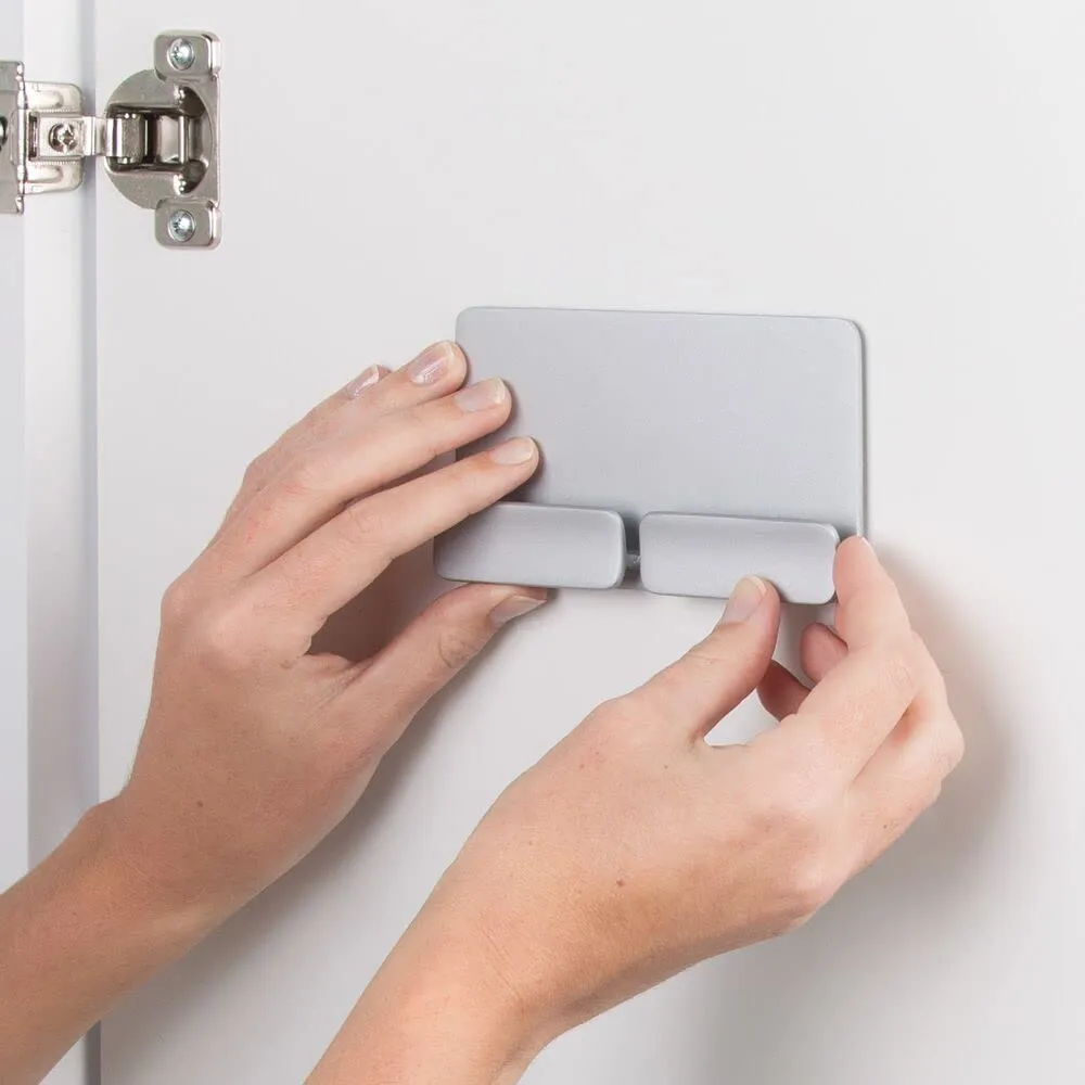 mDesign Küchenutensilien Halterung 2er-Set silber selbstklebend
