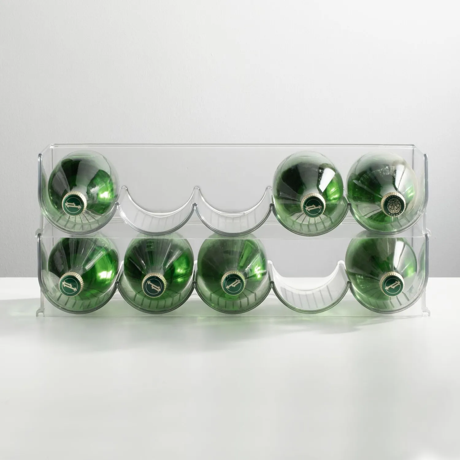 mDesign Flaschenhalter Kühlschrank Weinständer 5 Flaschen transparent