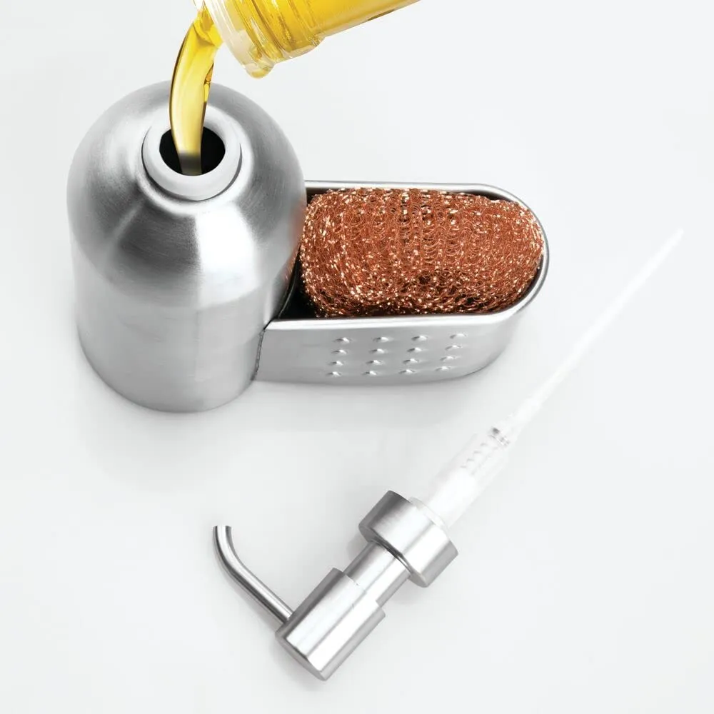 mDesign Seifenspender Metall 443 ml mit Schwammhalter