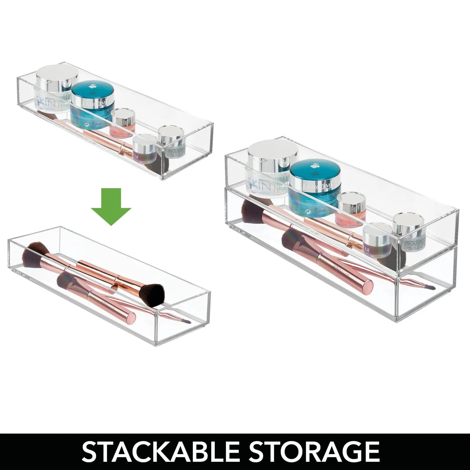 mDesign Kosmetik Organizer Aufbewahrungsbox 3er-Set durchsichtig stapelbar