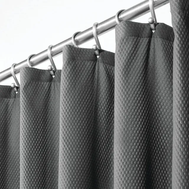 mDesign Waffel Duschvorhang 183x183 cm dunkelgrau