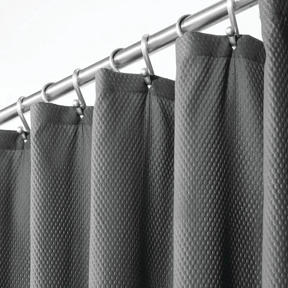 mDesign Waffel Duschvorhang 183x183 cm dunkelgrau