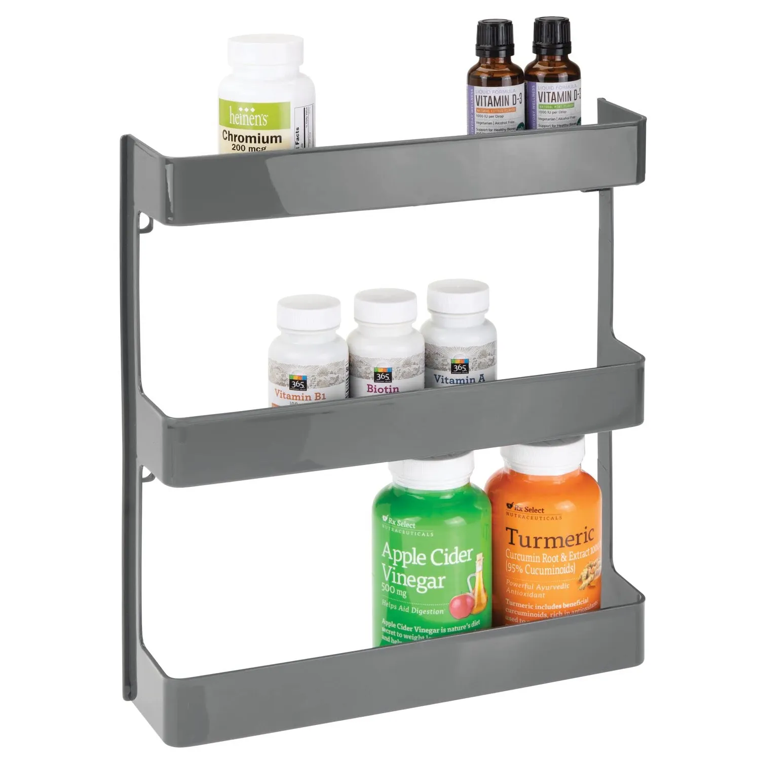 mDesign Medikamenten-Organizer Wandregal 2er-Set dunkelgrau