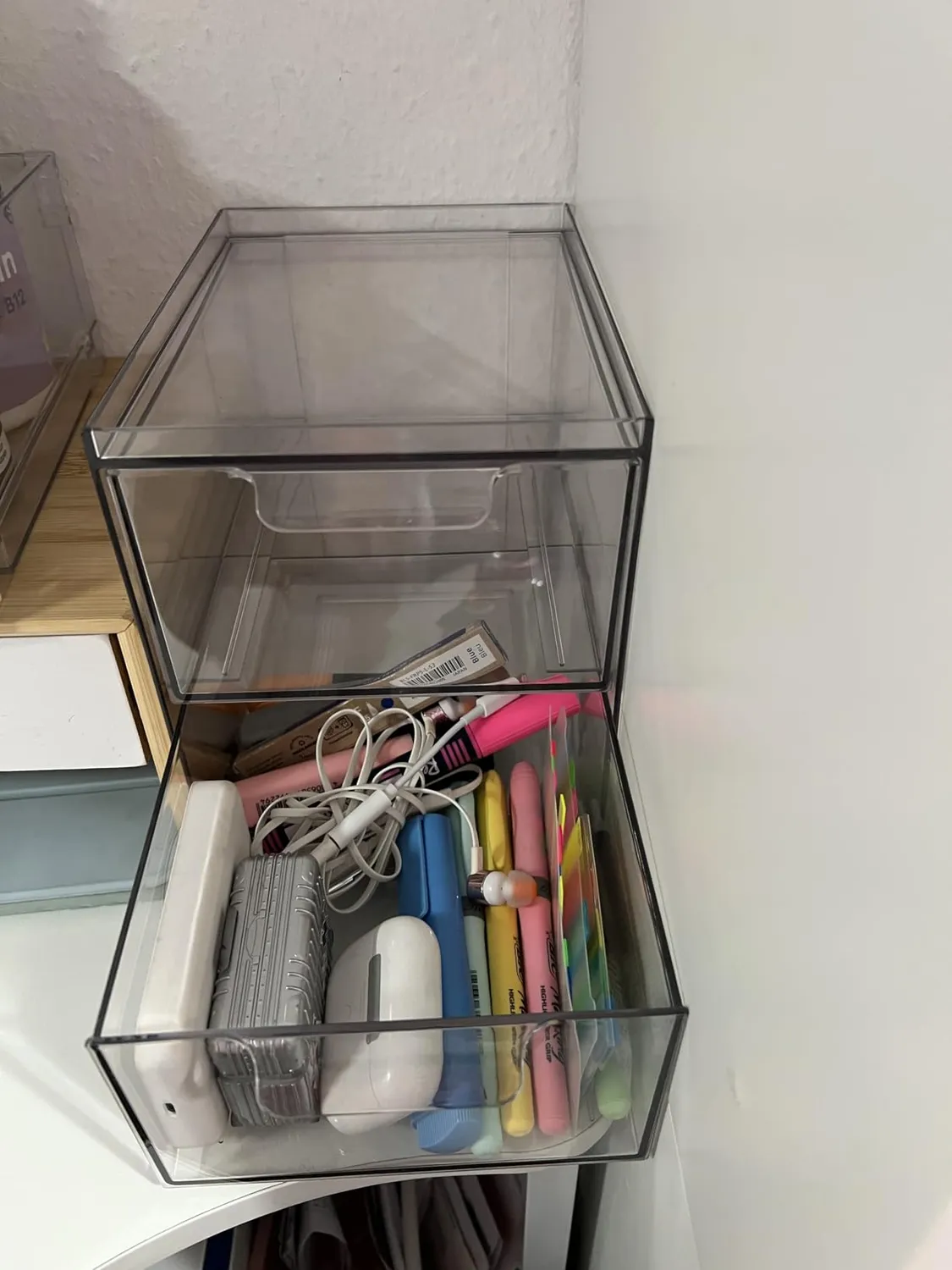 mDesign 20469MDCOEU Schuhbox transparent 19,6 cm stapelbar