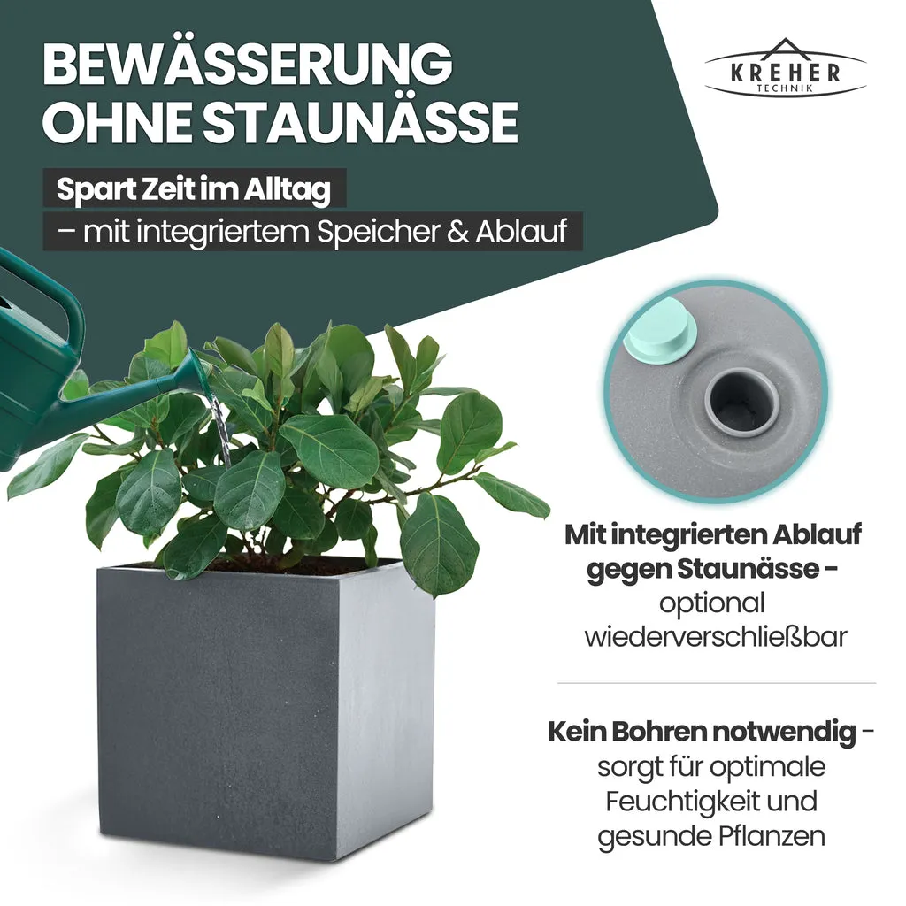 Kreher Millennium Pflanzkübel 40L Eckig 2er Grau Stein