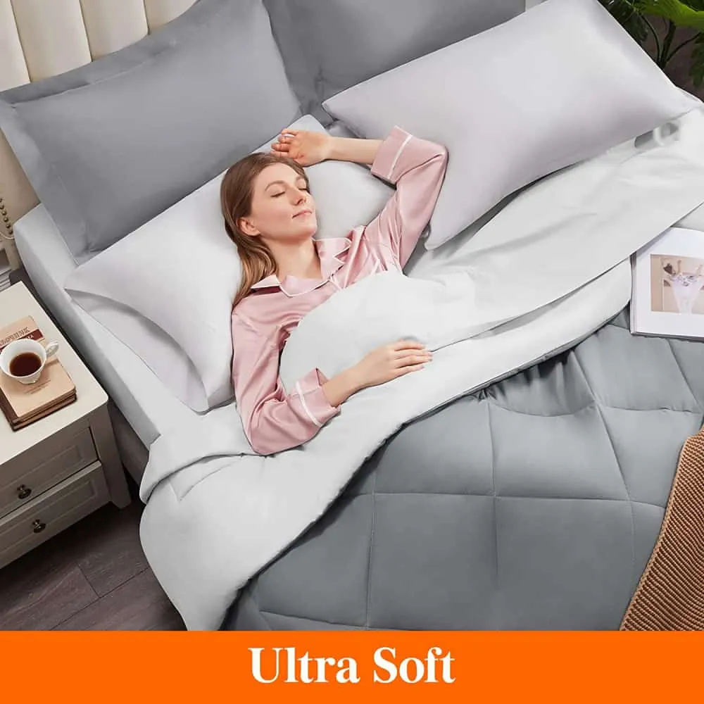 Lifewit Bettwäsche Set Queen Grau Mikrofaser