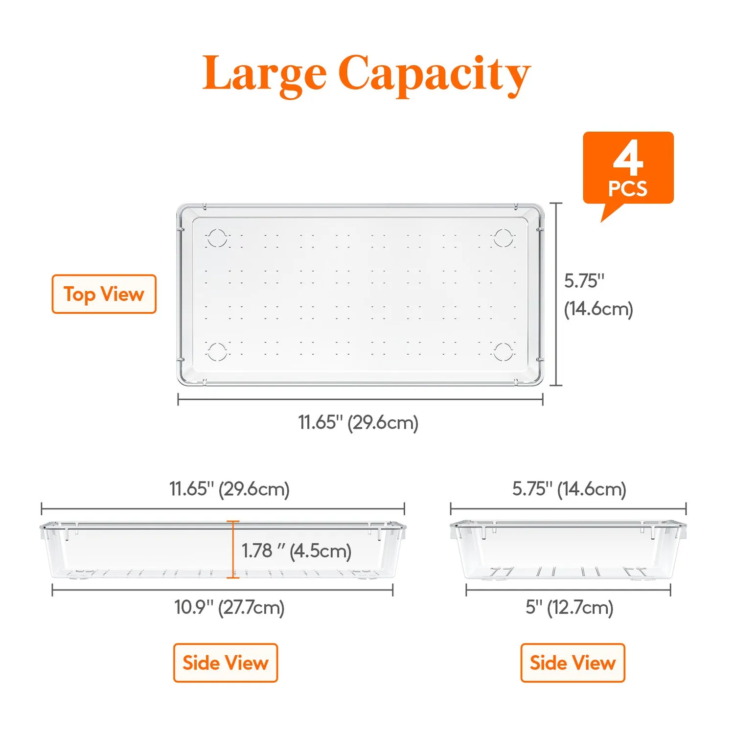 Lifewit Organizer Besteckeinsatz 4er transparent 15x30cm