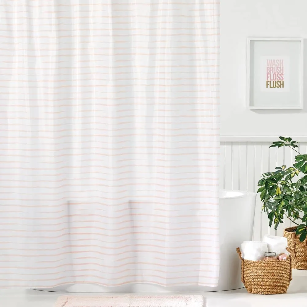 mDesign Duschvorhang Streifen Duschvorhang 182,9cm hellrosa