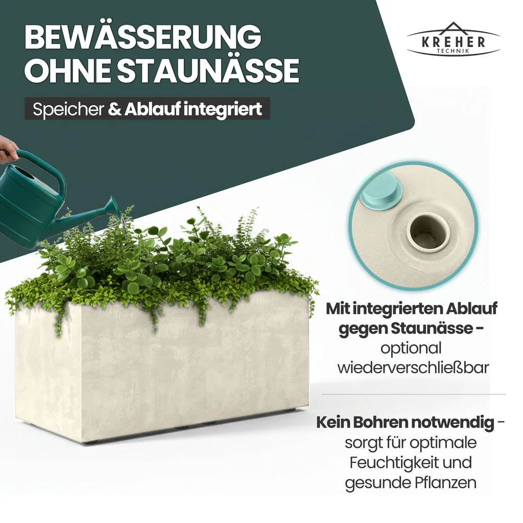 Kreher Millennium 73L Pflanzkübel Creme Weiß rechteckig