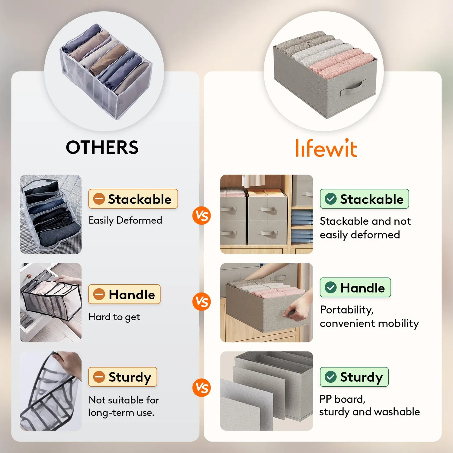 Lifewit Schrank Organizer 6 Fächer Aufbewahrungsbox faltbar