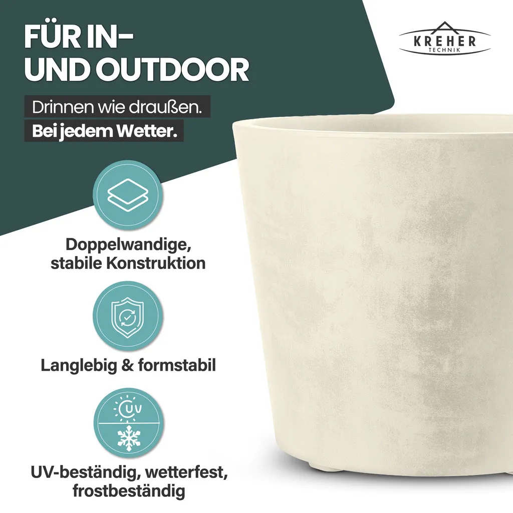 Kreher Millennium XXL Pflanzkübel Creme 80 Liter rollbar