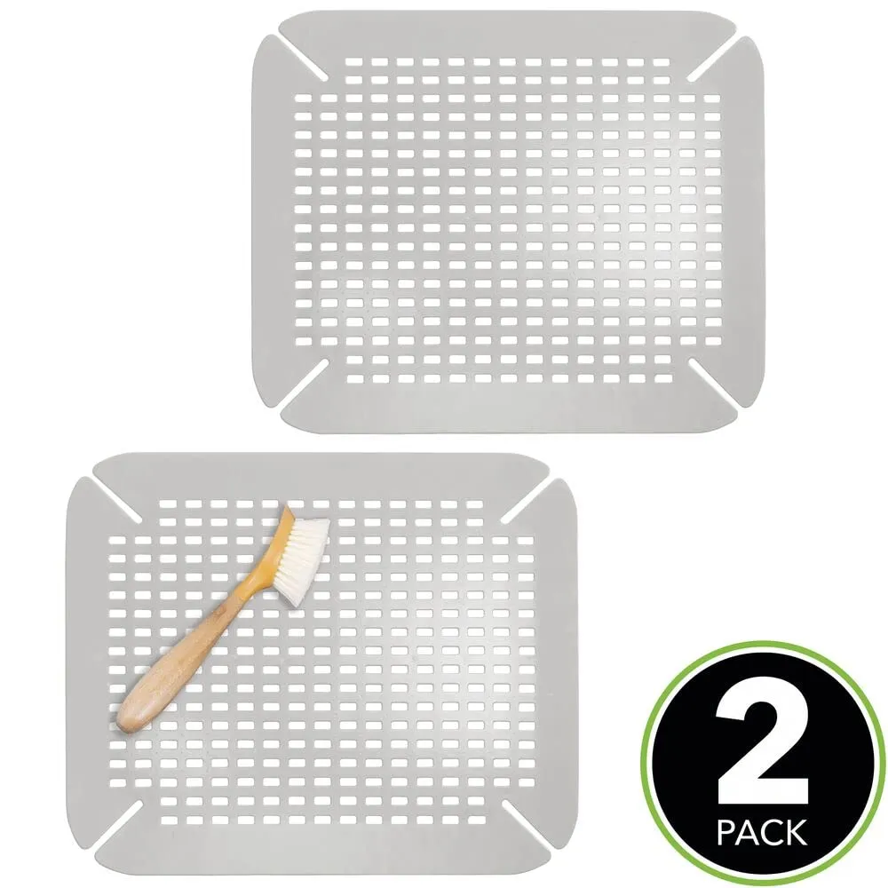 mDesign Spülbeckenmatte Grau 35,6x40,6 cm 2 Stück